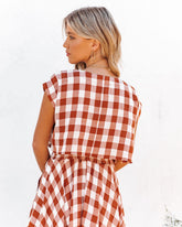 Athina Cotton Blend Gingham Crop Top - Rust